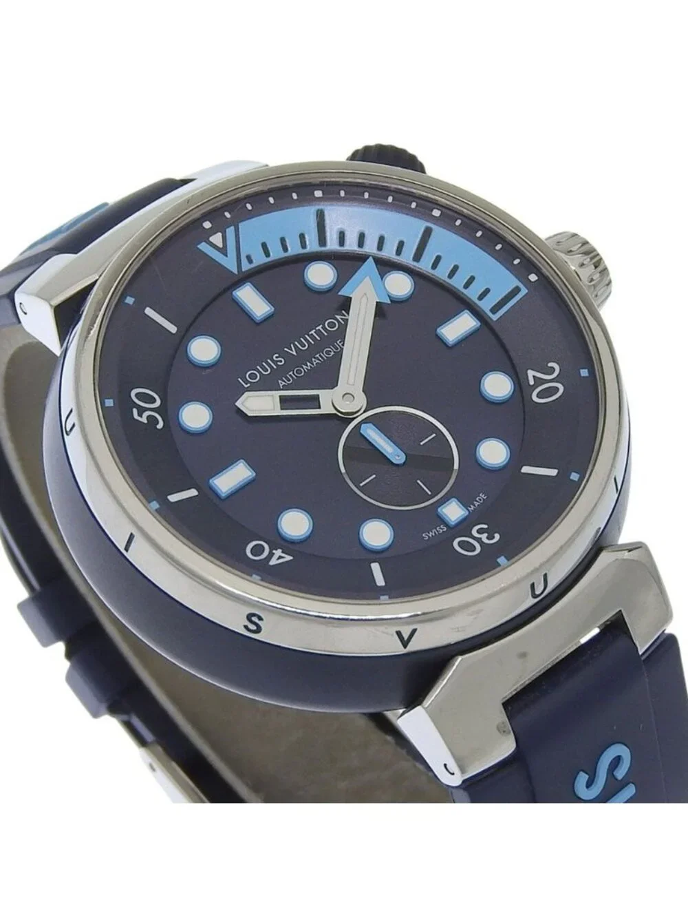 Louis Vuitton Tambour Street Stainless Steel Rubber Automatic Winding Analog